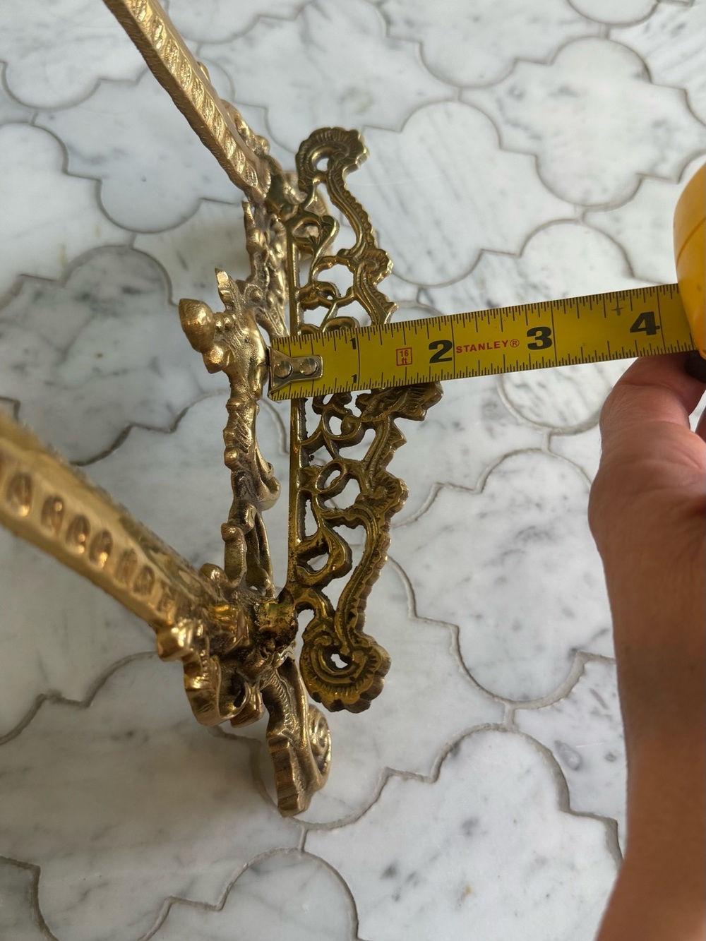 Vintage Ornate Gold Decorative Easel Stand 20.5x8.5 inch (Solid Brass) - Picture 9 of 9